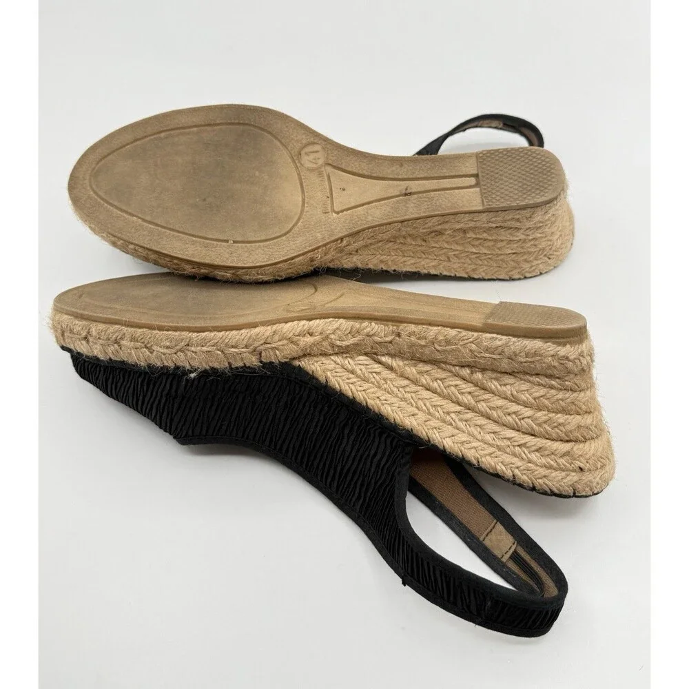WEDGE SANDAL Azura “Jeanette” Silk Peep Toe, Size 9.5 Made In Spain‎ 41 Euro